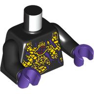 Torso, Gold/Dark Purple Decorations print, Black Arms, Dark Purple Hands Schwarz