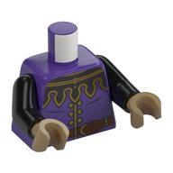 Torso, Coat, Black Collar, Reddish Brown Belt, Gold Trim, Buttons print, Black Arms, Dark Tan Hands Dunkellila