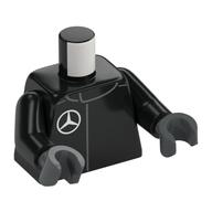 Torso Racing Jacket, White Mercedes Logo print, Black Arms, Dark Bluish Gray Hands Schwarz