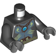 Torso Bare Gray Chest, Rope Belt, Yellowish Green Markings with Blue Chi Jewel Print, Black Arms, Dark Bluish Gray Hands Black