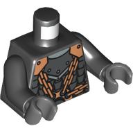 Torso Scale Mail, Copper Shoulder Armour and Chains Front and Back Print, Black Arms, Dark Bluish Gray Hands Schwarz