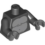 Torso Suit with Light Bluish Gray Gorilla Body and Zipper on Back Print, Black Arms, Dark Bluish Gray Hands Black