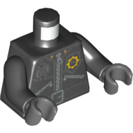 Torso Jacket with 3 Zippers, Minifig Head Police Badge, Radio and Belt Print, Black Arms, Dark Bluish Gray Hands Schwarz