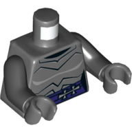 Torso Armor with Dark Purple Belt with Gray Clasp Print, Black Arms, Dark Bluish Gray Hands Dark Bluish Gray