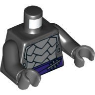 Torso Armor with Dark Purple Belt with Silver Clasp, Dark Bluish Gray Trim Print, Black Arms, Dark Bluish Gray Hands Schwarz