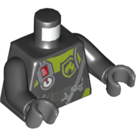 Torso Wetsuit, Scuba Diver, Fire Badge, Gauge, Hose, Utility Belt Print, Black Arms, Dark Bluish Gray Hands Black