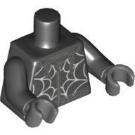 Torso Hoodie with White Spider Web Print, Black Arms, Dark Bluish Gray Hands Schwarz