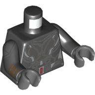 Torso Armor, Dark Bluish Gray and Silver Plates, Belt with Red Buckle Print, Black Arms with Armor Plates Print, Dark Bluish Hands Black