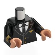 Torso, Pilot Uniform, Gold Insignias, White Shirt, Black Tie print, Black Arms, Nougat Hands Schwarz