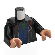 Torso, Jacket, Dark Red Collar, Dark Blue Shirt, Dark Green Shirt print, Black Arms, Nougat Hands Schwarz
