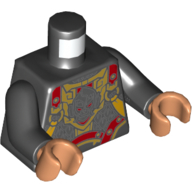 Torso Armor, Ornate with Silver, Gold, and Dark Red Panels Print, Black Arms, Nougat Hands Schwarz