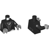 Torso Tailcoat and Vest Formal, White Shirt and Gray Bow Tie Print, Black Arms, Light Bluish Gray Hands Schwarz