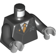Torso Suit with Ultra Agents Logo and Gold Tie Print, Black Arms, Light Bluish Gray Hands Black
