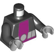 Torso Jumpsuit, Purple Vertical Stripe and Light Bluish Gray Belt Print (Beast Boy), Black Arms, Light Bluish Gray Hands Schwarz