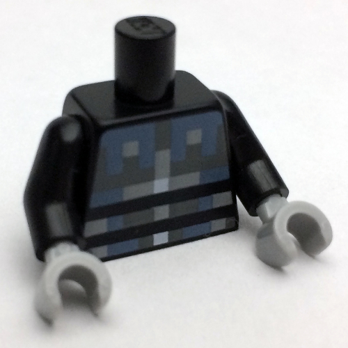 Torso Pixelated Light Bluish Gray, Sand Blue and Silver Armor Print, Black Arms, Light Bluish Gray Hands Schwarz