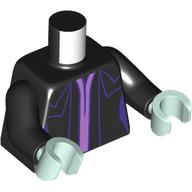 Torso Jacket, Dark Purple Trim, Lavender Shirt print, Black Arms, Light Aqua Hands Black