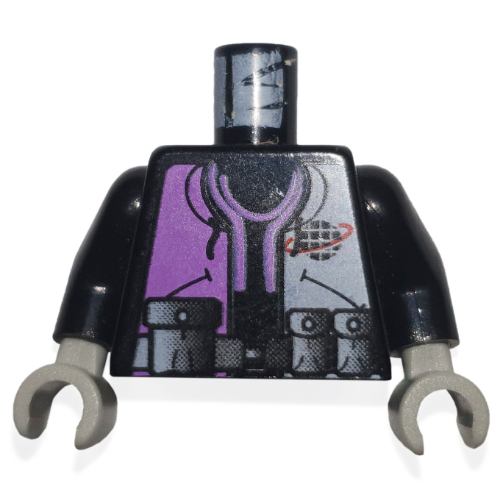 Torso Jacket with Alpha Team Logo, Purple Shirt and 3 Pockets on Belt Print, Black Arms, Light Gray Hands Schwarz