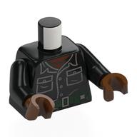 Torso, Shirt, Pockets, Buttons, Reddish Brown Chest, Dark Green Utility Belt print, Black Arms, Reddish Brown Hands Black
