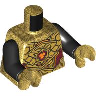 Torso Armour, Gold and Dark Red Plates, Orange Symbol print, Black Arms, Pearl Gold Hands Perlgold