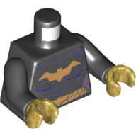 Torso Muscles, Batman Logo with Gold Belt Print, Black Arms, Pearl Gold Hands Schwarz