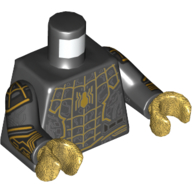 Torso Armor, Silver Lines, Gold Webbing Print, Black Arms with Gold Webbing Print, Pearl Gold Hands Black