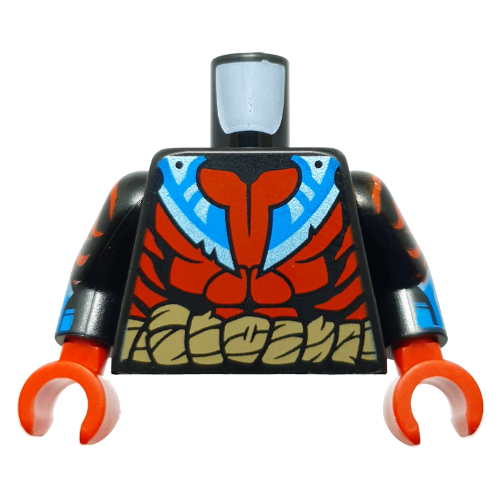 Torso, Red Armor, Dark Tan Rope, Medium Azure/Dark Azure Color print, Black Arms, Red Hands Schwarz