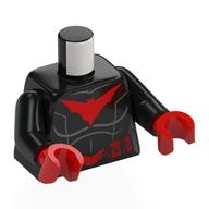 Torso Bodysuit, Red Batwoman Symbol, Utility Belt print, Black Arms, Red Hands Schwarz