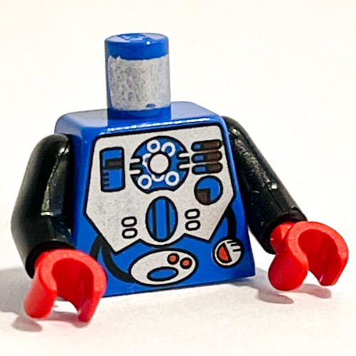 Torso Hydronaut Silver Diving Print, Black Arms, Red Hands Blue