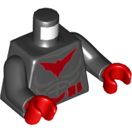 Torso Muscles, Red Bat Logo and Utility Belt Print (Batwoman), Black Arms, Red Hands Black