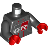 Torso Racing Jacket, Red Trim and White 'GR' / 'TOYOTA' Logo Print, Black Arms, Red Hands Schwarz
