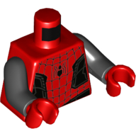 Torso Black Spider-Man Logo, Black Panels and Webbing Print, Black Arms, Red Hands Rot
