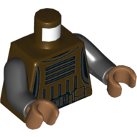 Torso Vest Armor, with Belt with Pouches Print, Black Arms, Medium Nougat Hands Dunkelbraun