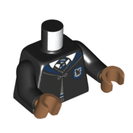 Torso Robe, Cloak, Dark Blue Trim, Tie, Ravenclaw Crest print, Black Arms, Medium Nougat Hands Black