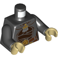 Torso Robe with Belt with Gold Buckle and Cape Print, Black Arms, Tan Hands Schwarz