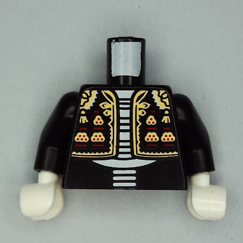 Torso Jacket, Mariachi Band, White Skeleton print, Black Arms, White Hands Schwarz