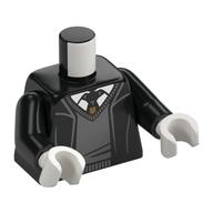 Torso, Jacket/Robe, Dark Bluish Grey Sweater, Tie, White Shirt print, Black Arms, White Hands Schwarz