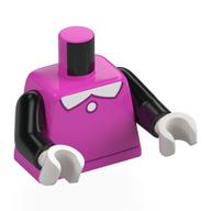 Torso, Shirt, White Collar, Button print, Black Arms, White Hands Dark Pink