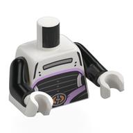 Torso, Black Thin Waist, Lavender Trim, Silver Belt Buckle print, Black Arms, White Hands Weiß