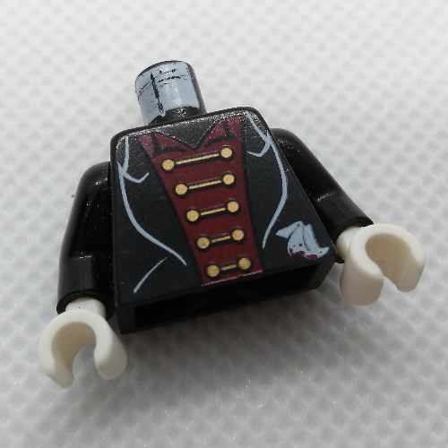 Torso Suit, Red Shirt, Gold Clasps Print (Vampire), Black Arms, White Hands Black
