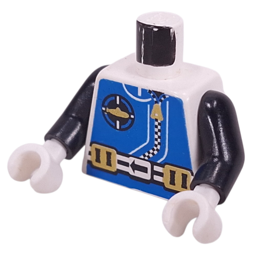 Torso Wetsuit, Aquanaut Sub Logo, Zipper, and Weight Belt Print, Black Arms, White Hands Weiß