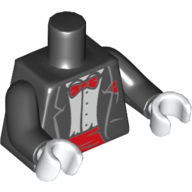 Torso Jacket, White Shirt and Red Bow Tie and Cummerbund Print, Black Arms, White Hands Black