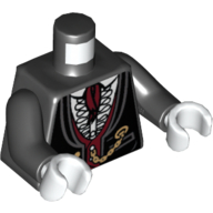 Torso Jacket Formal with Dark Red Vest and Cravat Print, Black Arms, White Hands Schwarz