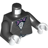 Torso Formal Jacket with Lavender Bow Tie Print, Black Arms, White Hands Black