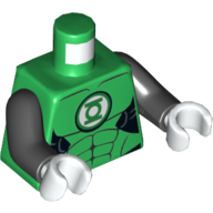 Torso Muscles with Green Lantern Logo on White Background Print, Black Arms, White Hands Grün