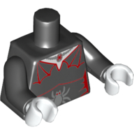 Torso Dress with Red Webbed Shoulders, and Silver Spider Print, Black Arms, White Hands Black