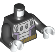 Torso Muscles, 4 Ovals, Lavender Stripes and Gold Belt Print, Black Arms, White Hands Schwarz