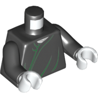 Torso Robe with Green Seam and Fold Lines print, Black Arms, White Hands Black