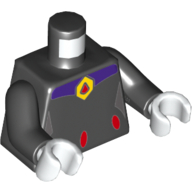 Torso Red Ovals at Waist and Red and Yellow Amulet Print (Raven), Black Arms, White Hands Schwarz