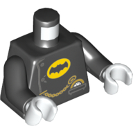 Torso Coat, Batman Logo in Yellow Oval, Gold Pocket Watch Print, Black Arms, White Hands (Alfred Pennyworth) Black