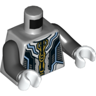 Torso Armor with Silver and Gold Plates Print, Black Arms, White Hands Hellblaugrau